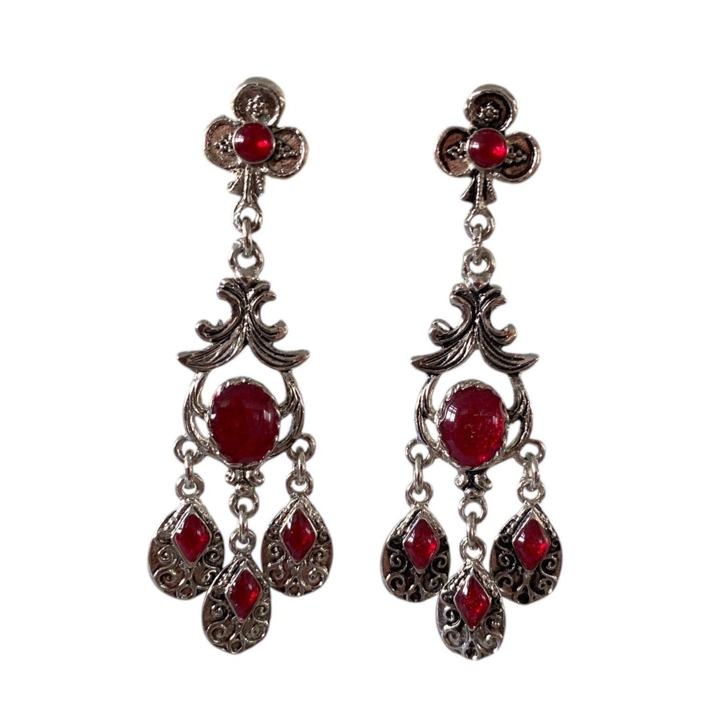 Viktoriansk-inspirerte røde øredobber