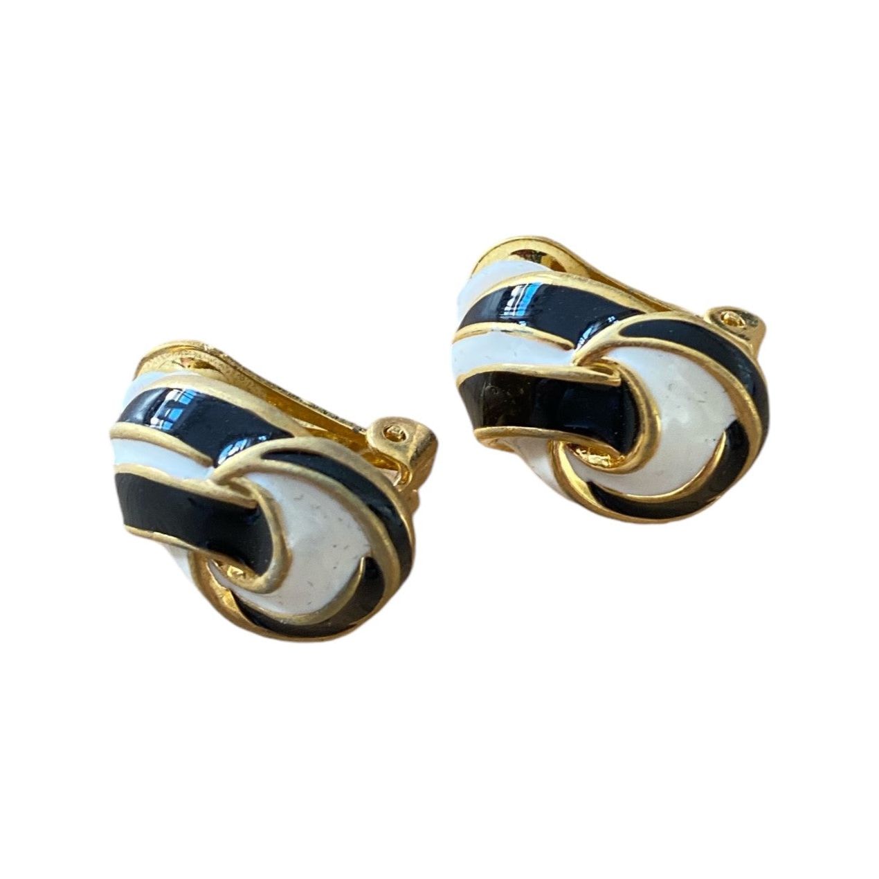 Maritime klips-øredobber med hvit og blå emalje