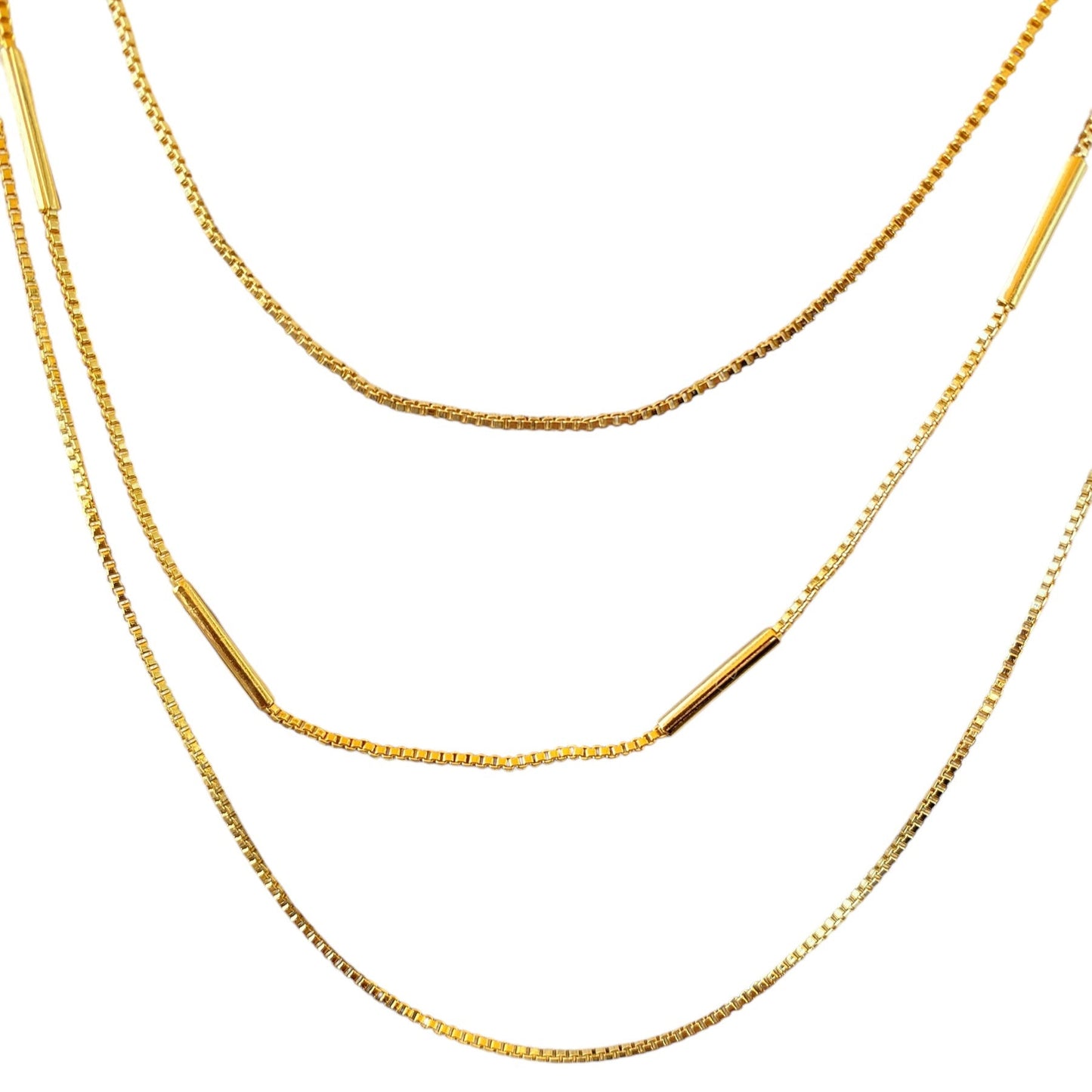 Elegant og tidløst tre-raders gullfarget kjede