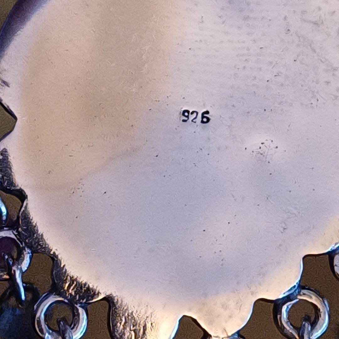 Filigran-øredobber med sort hjerte - 925 sterlingsølv