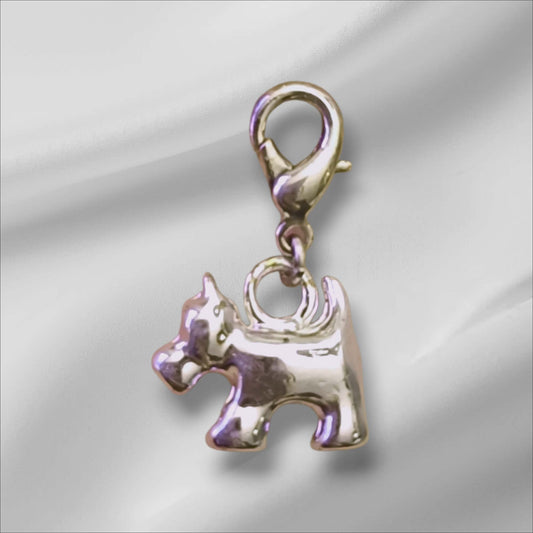 Vintage charms med liten sølvfarget hund