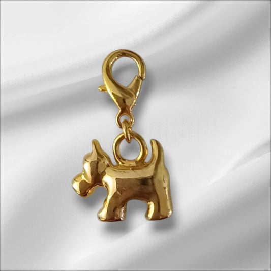 Vintage charms med liten gullfarget hund