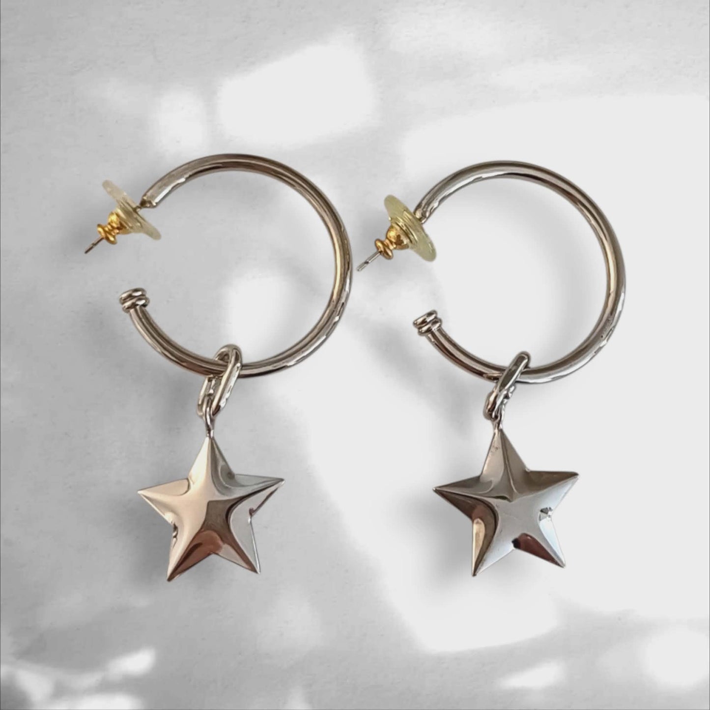 Vintage stjernehoops (Rhodium plated)