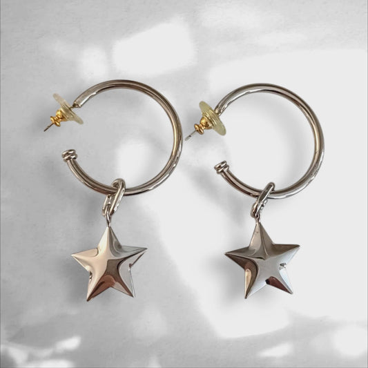 Vintage stjernehoops (Rhodium plated)
