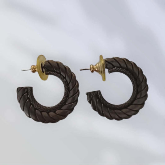 Spiralformede vintagehoops/creoler i mørk utskåret finish