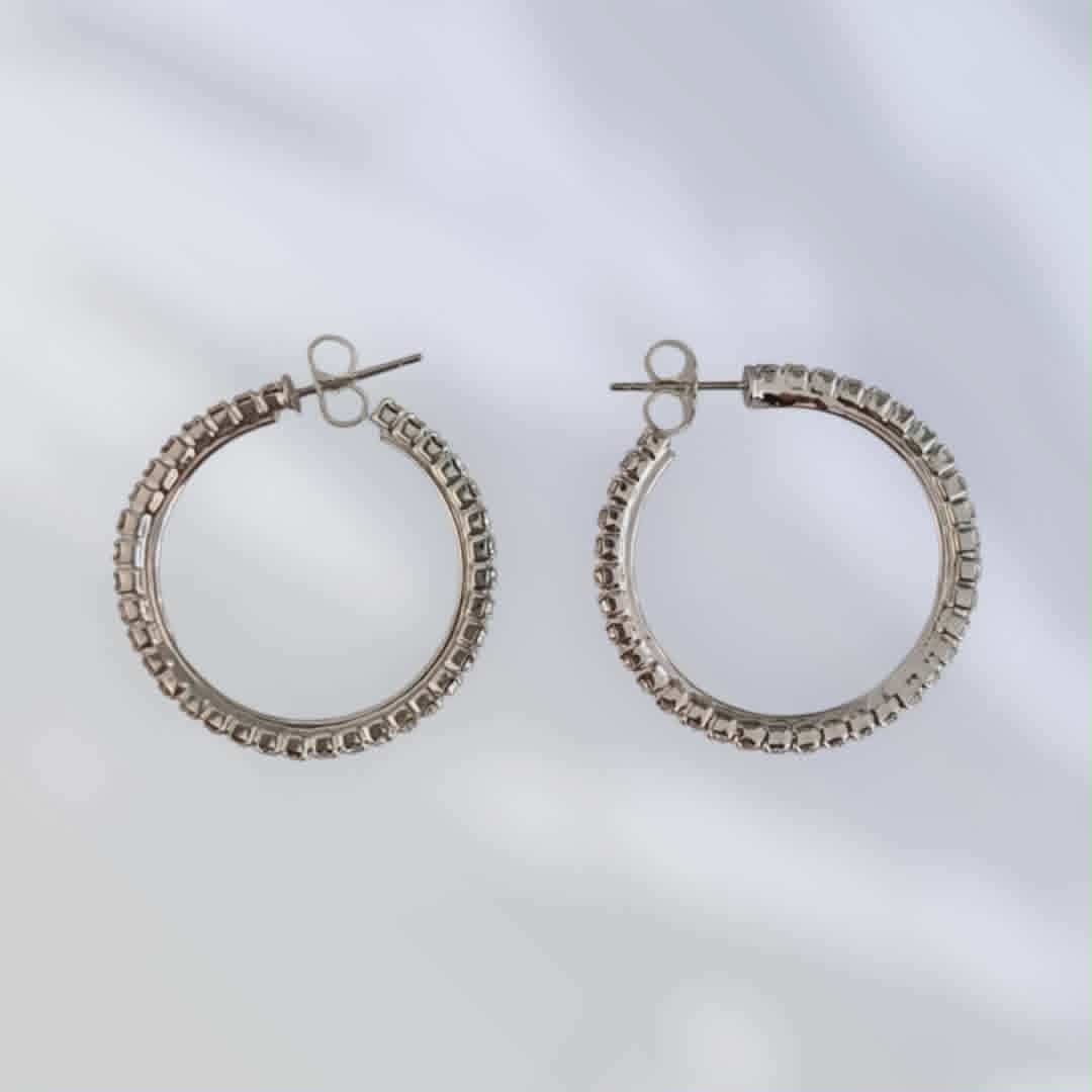 Sølvfargede vintage glitterhoops
