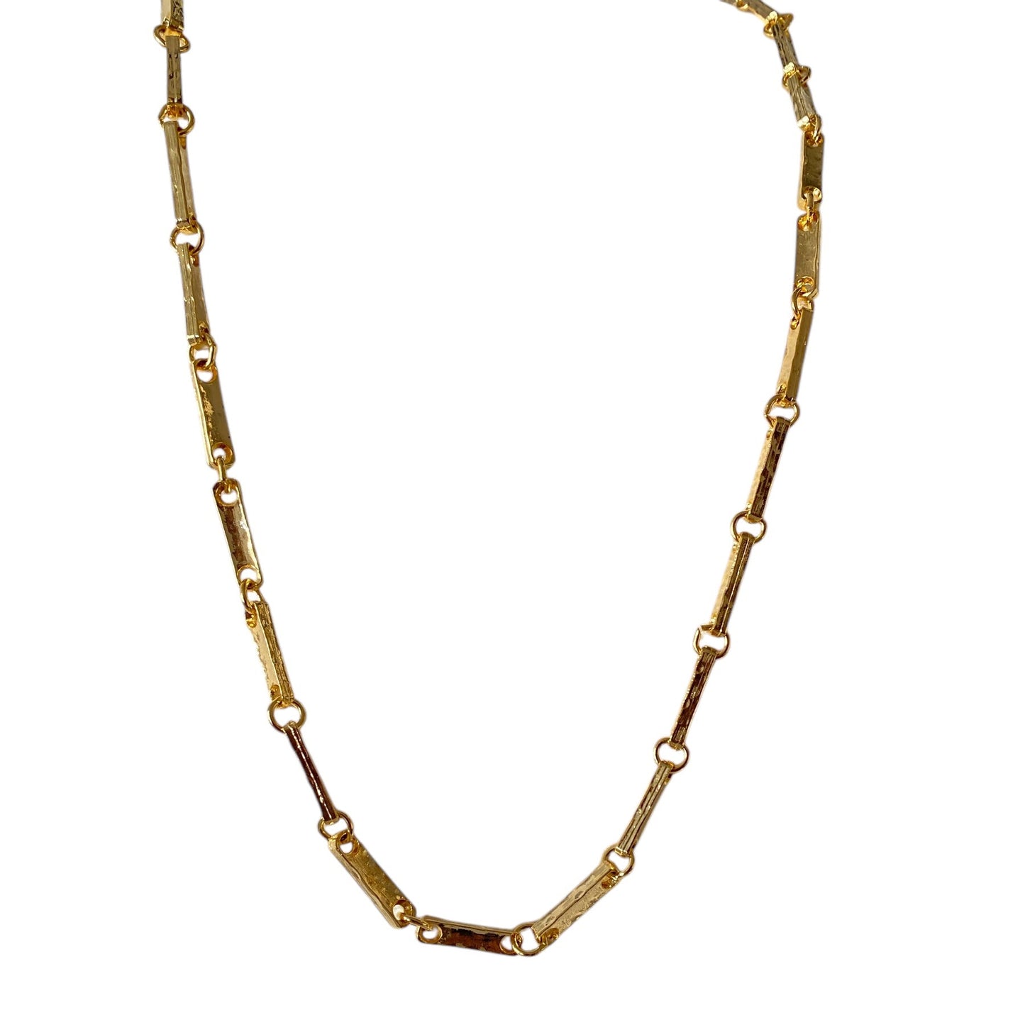Vintage gullfarget kjede med avlange ledd – tidløst og raffinert